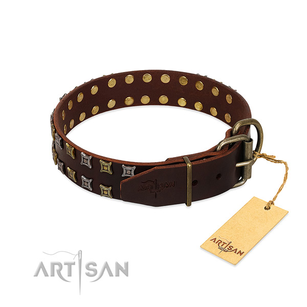High quality natural leather dog collar handmade for your dog
