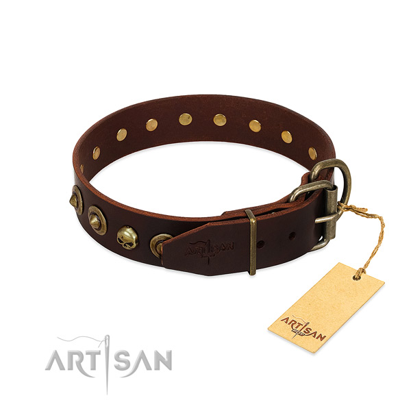 Leather collar with significant studs for your canine