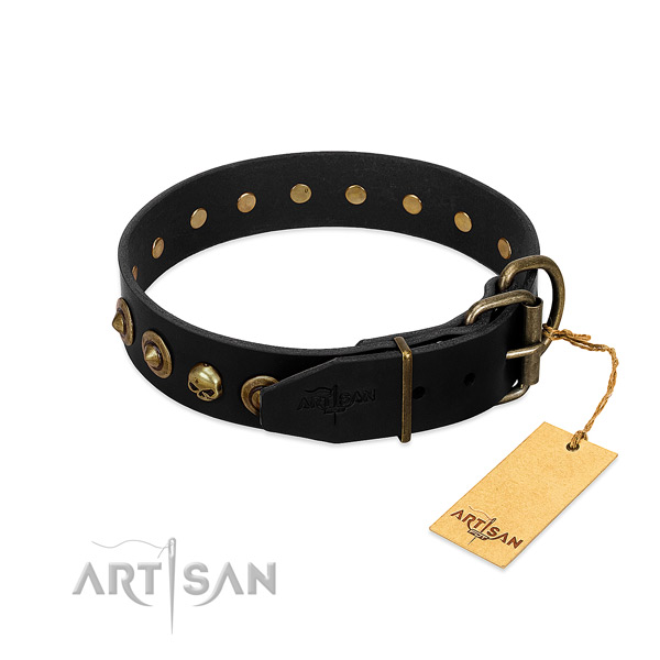 Leather collar with trendy decorations for your dog